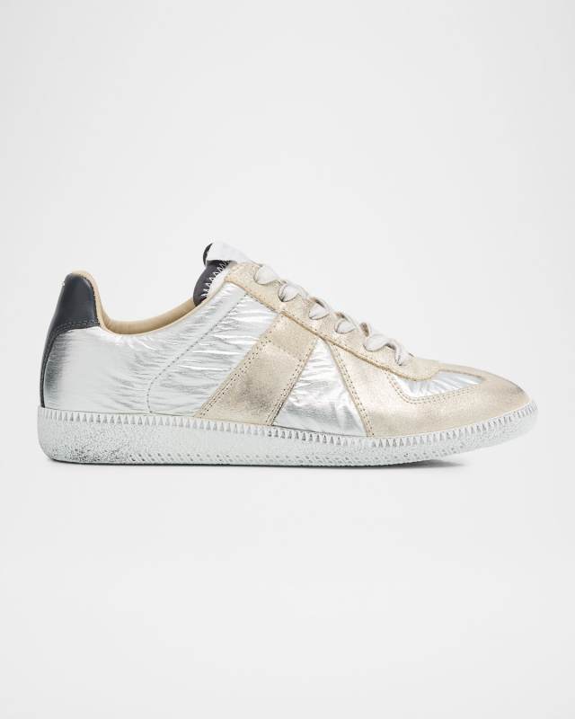 Replica Leather Suede Low-Top Sneakers